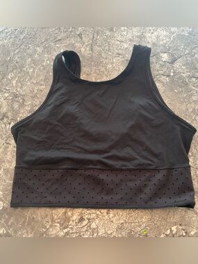 Lululemon high neck crop black top with scoop back